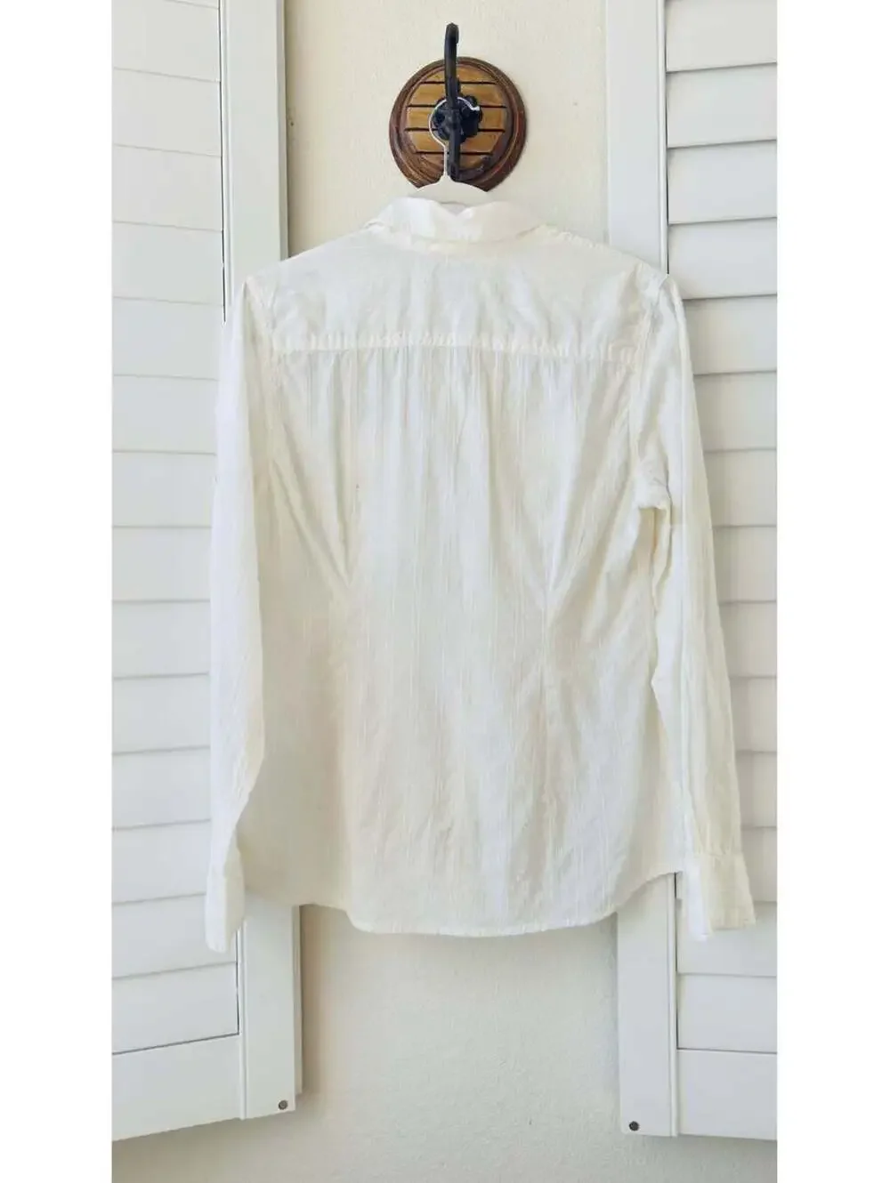 Lucky Brand White Swiss Dot Roll-Tab Sleeve Shirt - Size M